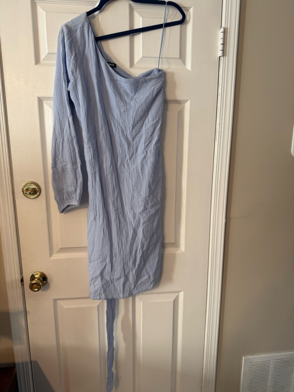 Express Light Blue One-Shoulder Top